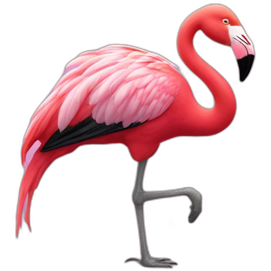 Flamant rose sur éléphant emoji