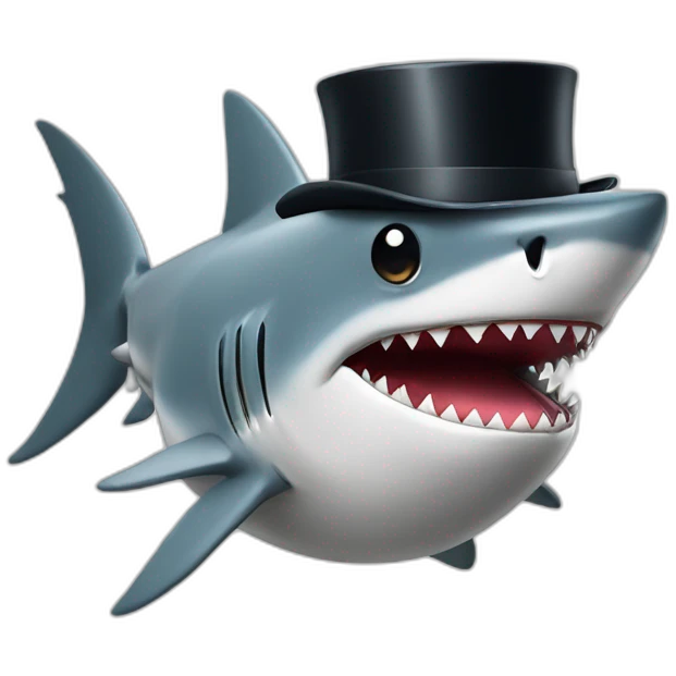 Shark with a top hat emoji