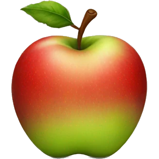 Apple with a worn emoji