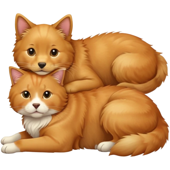 Golden Retriever with a ginger cat on the back  emoji