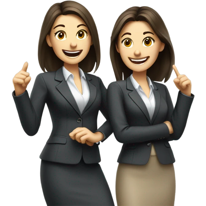 businesswoman two caucasian brunette girls celebrating emoji
