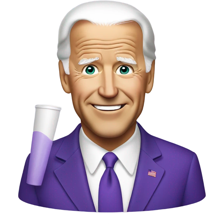 joe biden holding a purple drink in a white foam cup emoji