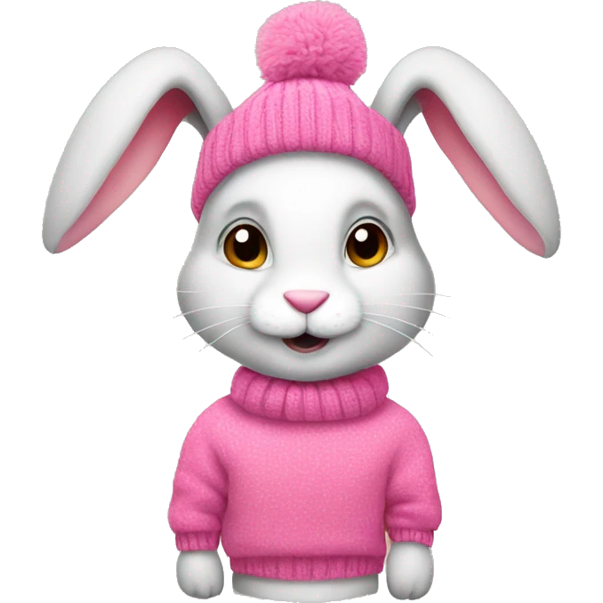 Rabbit with pink sweather emoji