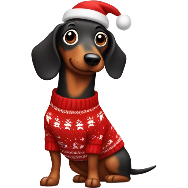 Sausage dog in Christmas jumper  emoji