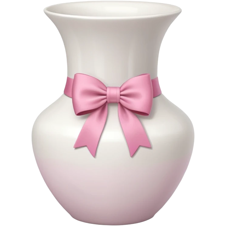 vaso branco com laço rosa sem flores emoji