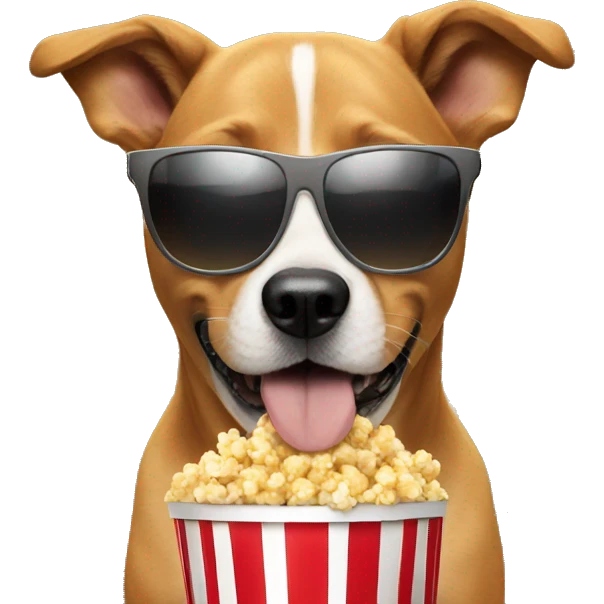 Dog wearing sunglasses eating popcorn  emoji