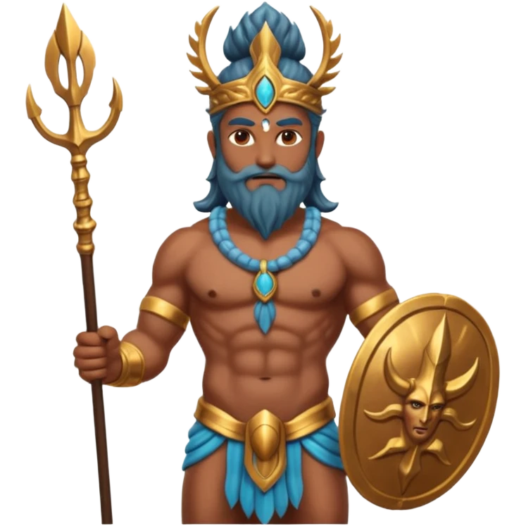 indian god with Poseidon trident emoji