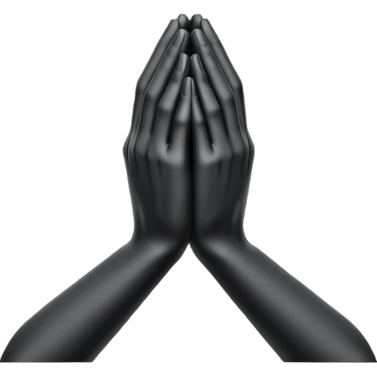Minimal emoji, abstract praying hands simplified into solid black metal forms, subtle sacred reference, fashion avant-garde minimalism, no details, no glow, no neon, flat emoji style, centered, transparent background emoji