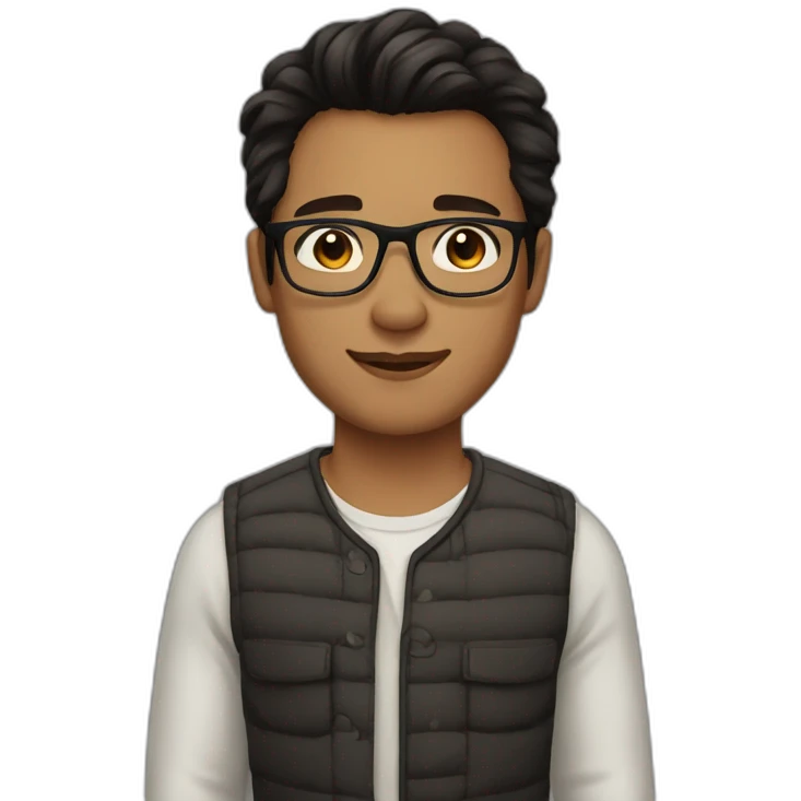 dark hair, brown eyes, light skin man with glasses with tiger print emoji