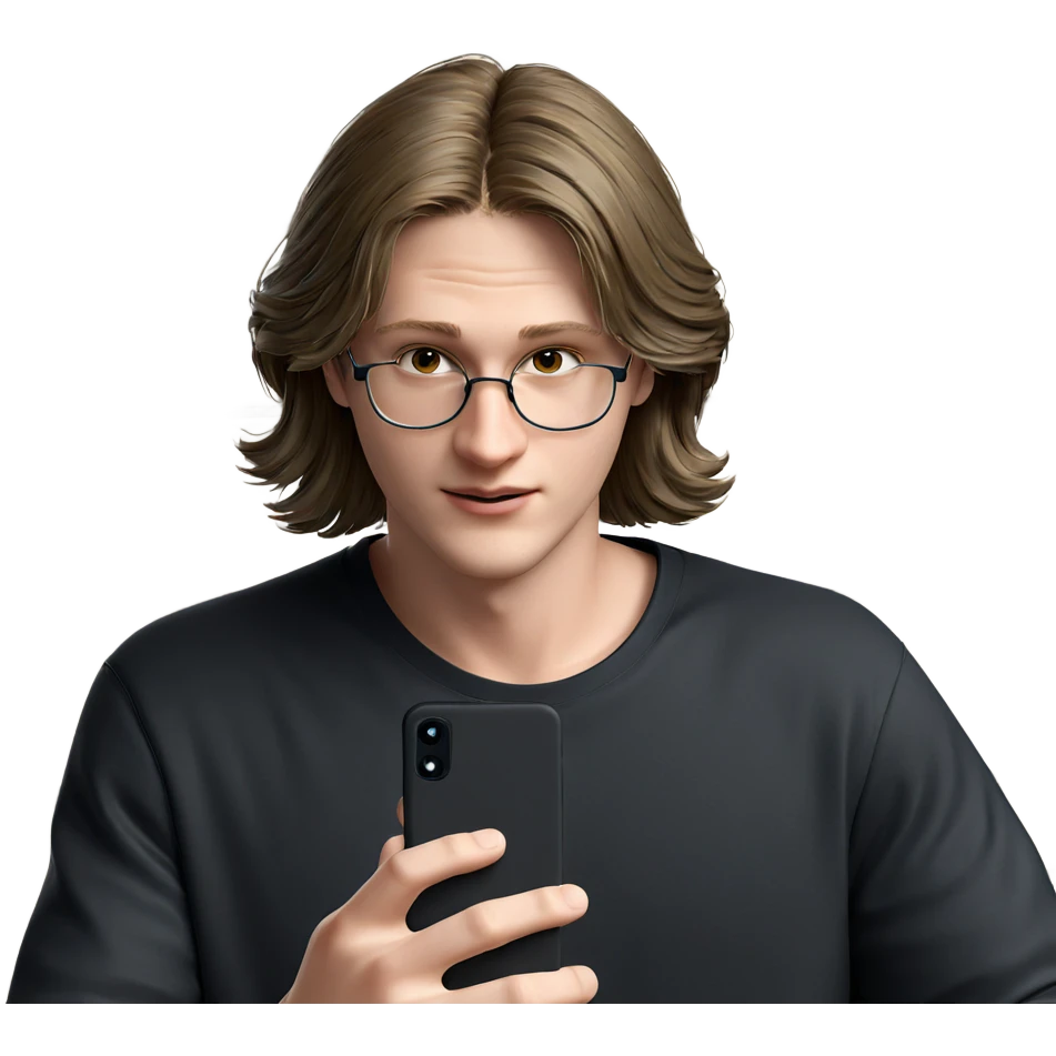 young man with smartphone emoji