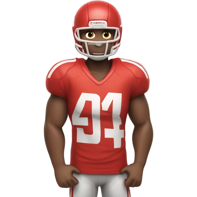 muscular football player wearing a red jersey with number 4 on it emoji