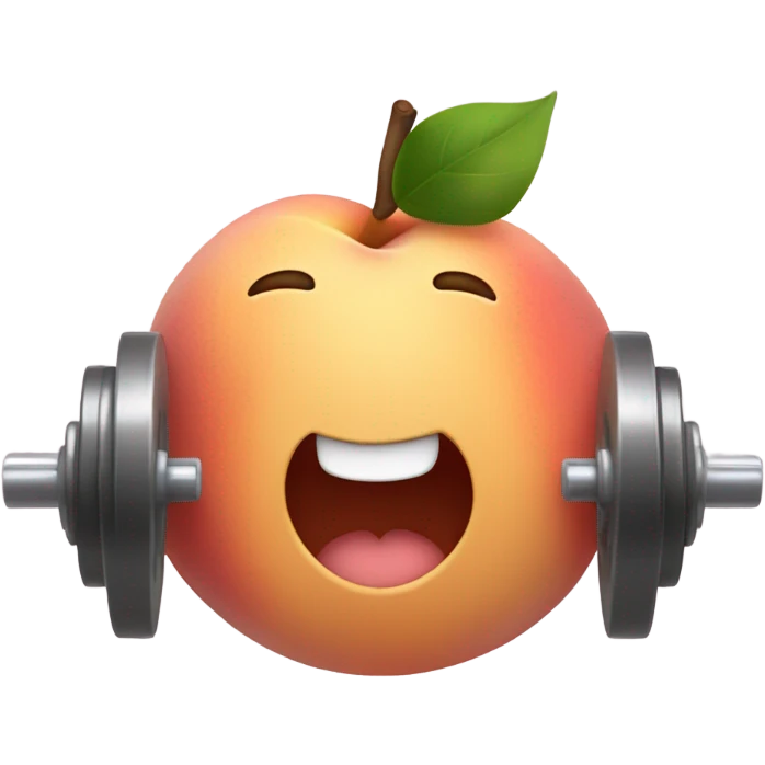 Peach lifting weights blushing and winking  emoji