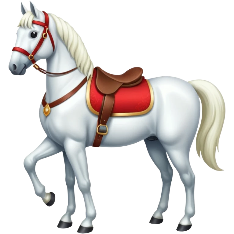 christmas white horse with a red saddle emoji