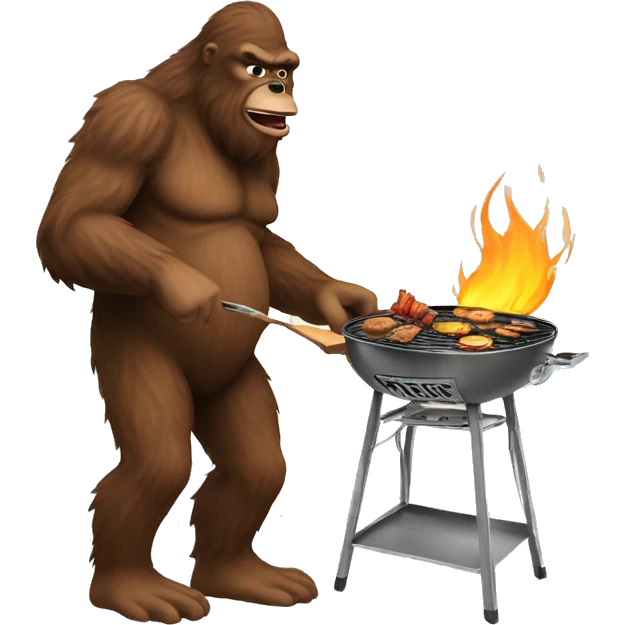 Bigfoot cooking bbq emoji