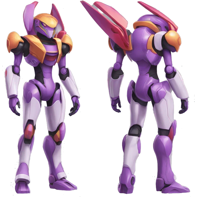 a Genesect-Raptor-Fakémon-Medabot-—hybrid with a futuristic visor-helmet full body emoji