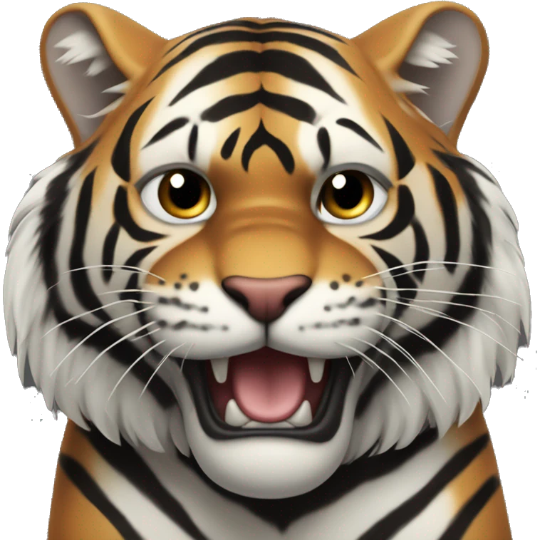 extremily black skin tiger with white stripes emoji