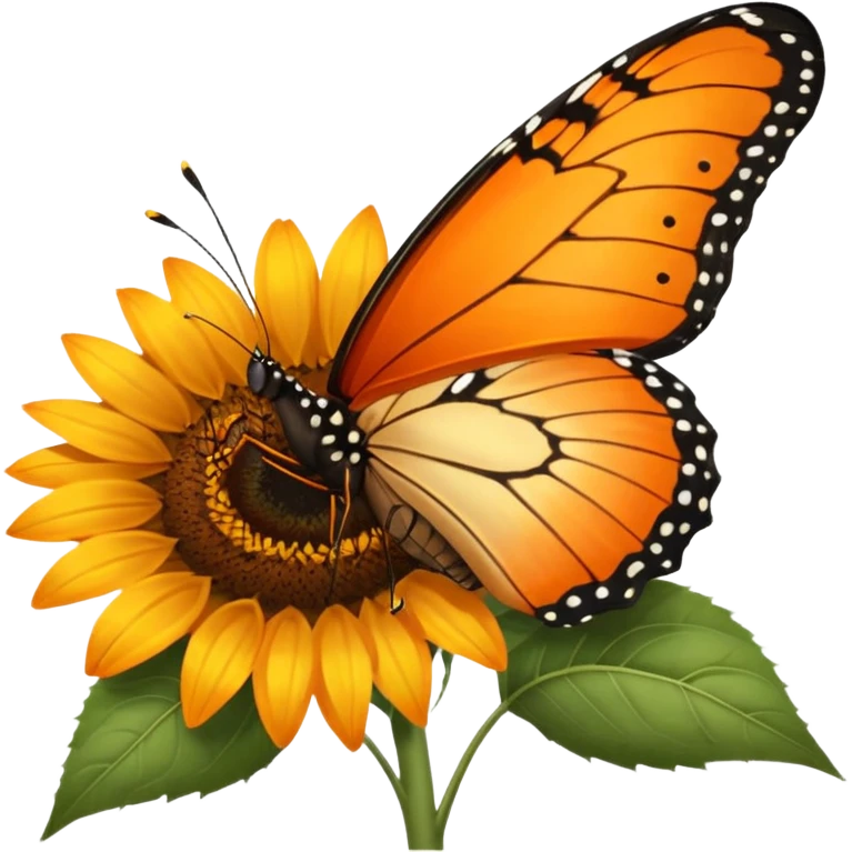orange Butterfly on Sunflower side angle emoji