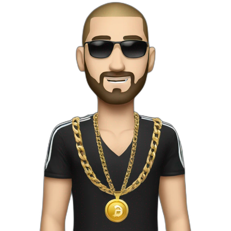 Karim Benzema thug wearing gold chain and black shirt emoji