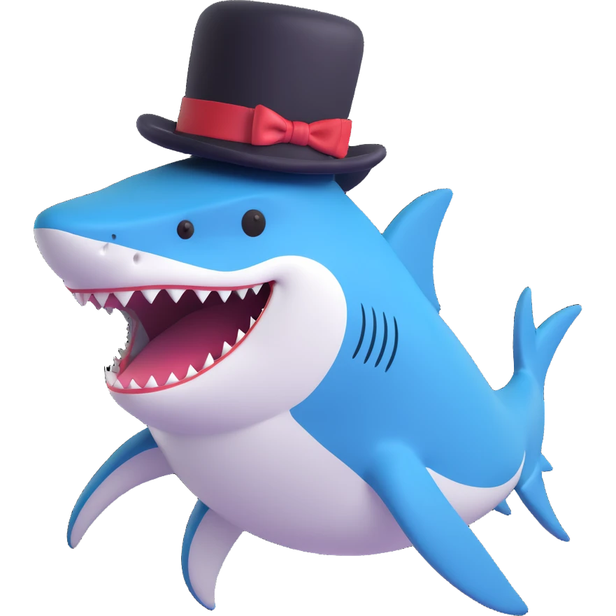 shark with a top hat emoji