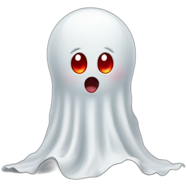 Baby ghost with little legs and red eyes emoji