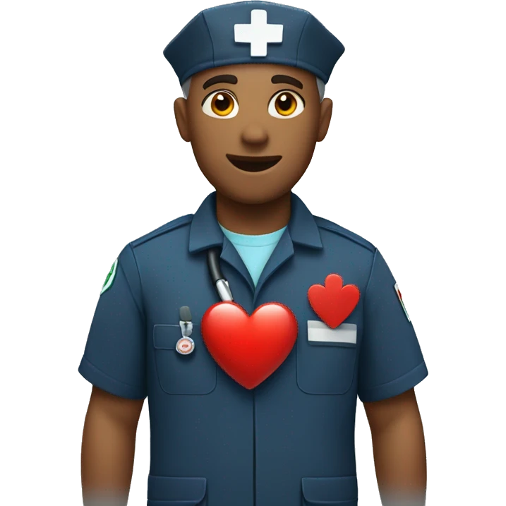 Paramedic holding a heart emoji