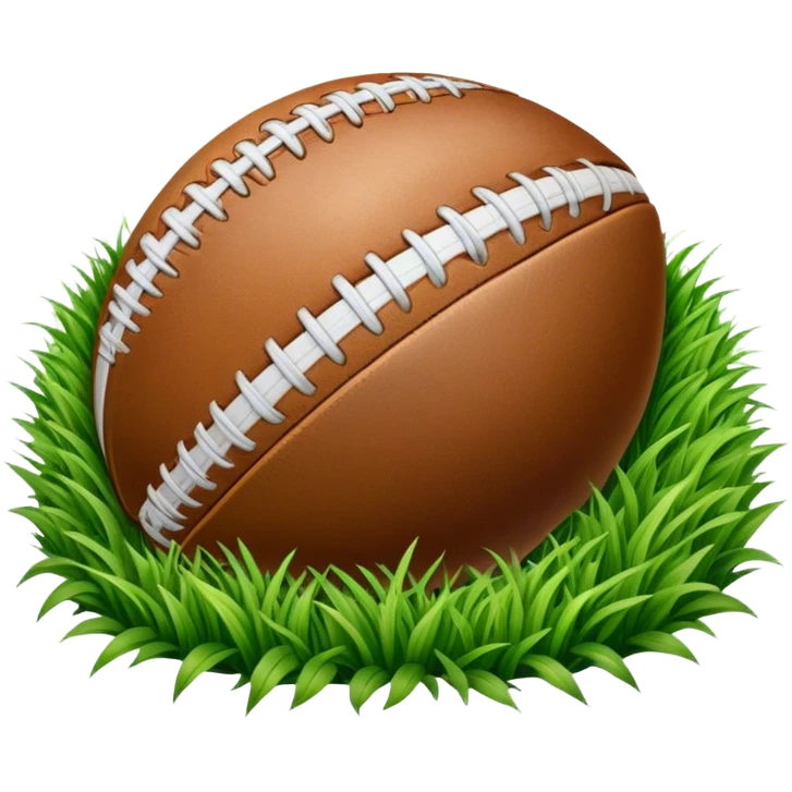 Cinematic Realistic image of an AFL ball resting on a lush, grassy field, showcasing weathered leather textures and intricate markings, bathed in soft, natural lighting that emphasizes its iconic role in the game emoji