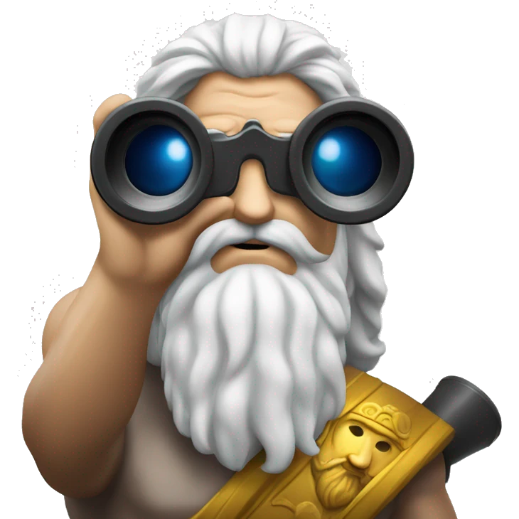 god zeus watching in  binoculars emoji