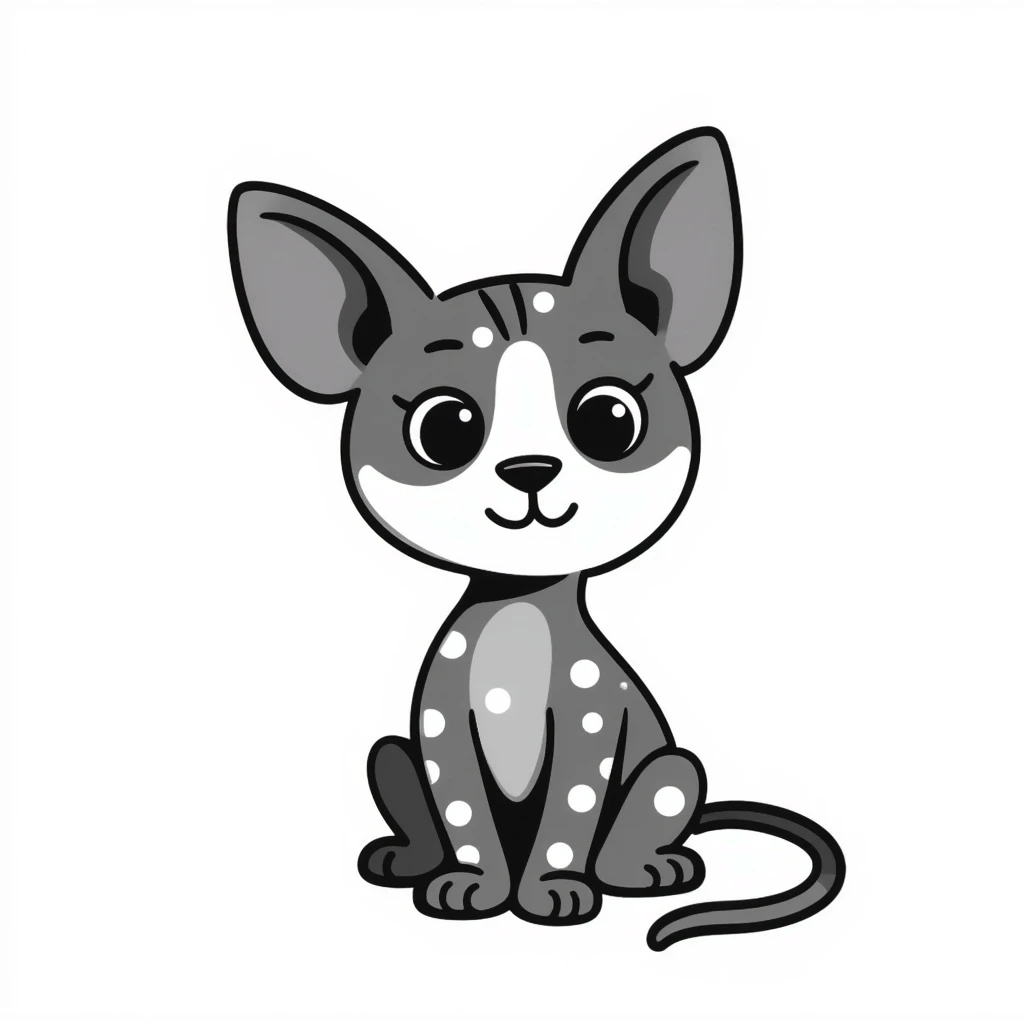 dark grey Canadian Sphynx cat with white spots emoji