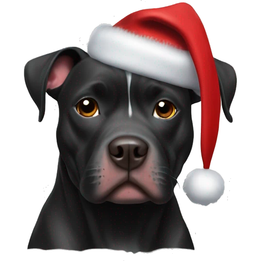 Black pitbull with Santa cap  emoji