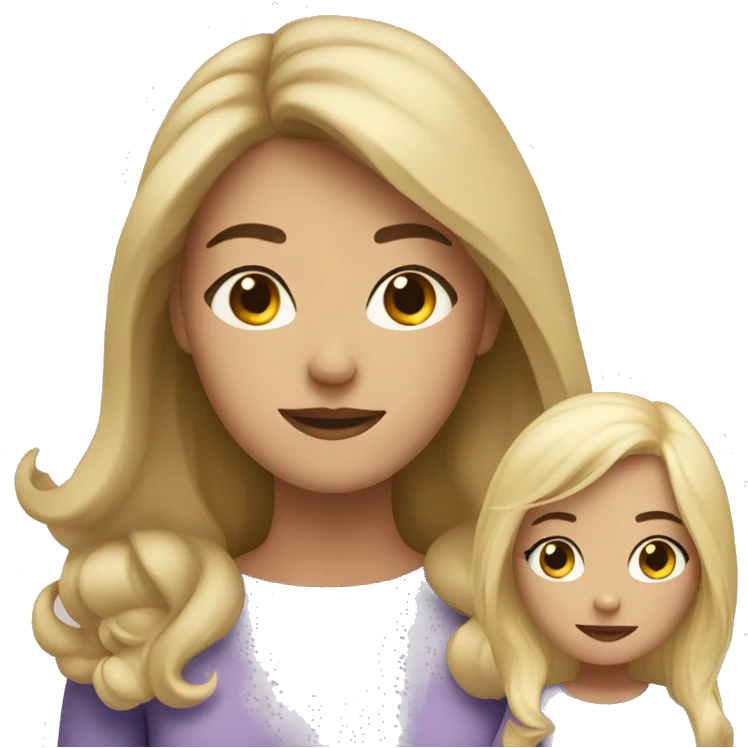 Brunette mom and blonde daughter  emoji