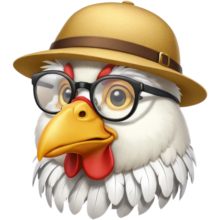 chicken wearing a hat and glasses emoji