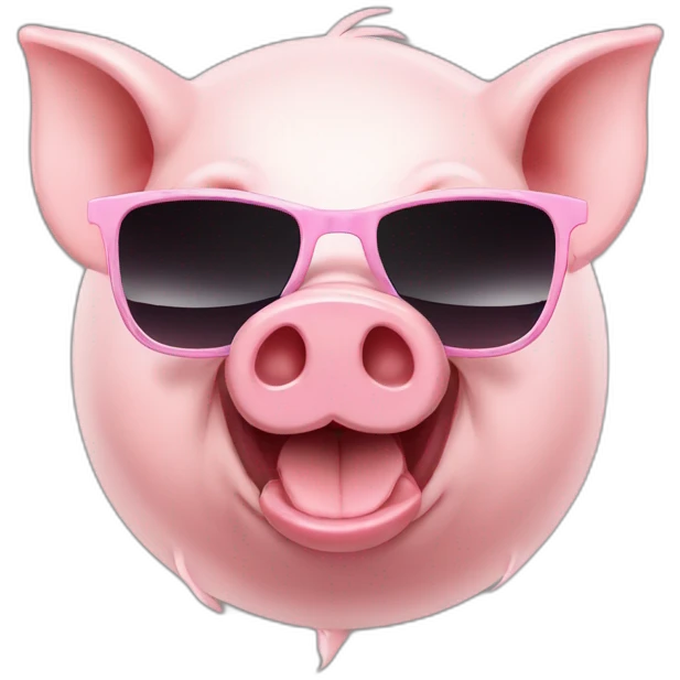 the pig in sunglasses first chews, then laughs emoji