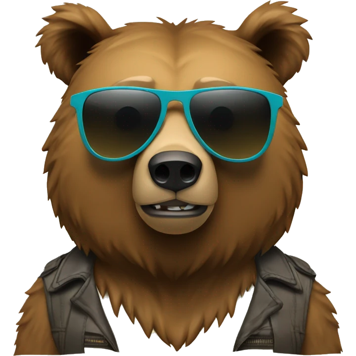 cool grizzly bear  with sunglasses hanging ten emoji