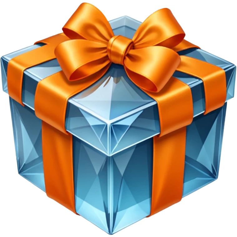 crystal gift box with orange ribbon emoji