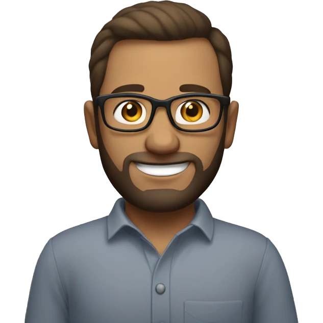 Beardless man with glasses standing with arms crossed and smiling fair skin emoji