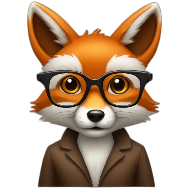 fox with glasses and coffee emoji