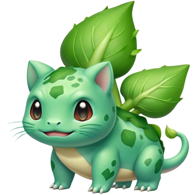Bulbasaur with a green leek on back emoji