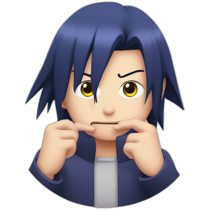 Sasuke peeking through fingers emoji