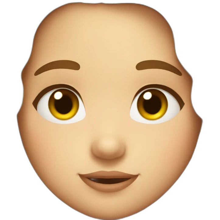 A chubby girl with medium wavy hair, brown eyes, winks, and cheeks  emoji