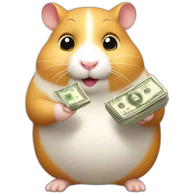 Fat hamster offering pack of money   emoji