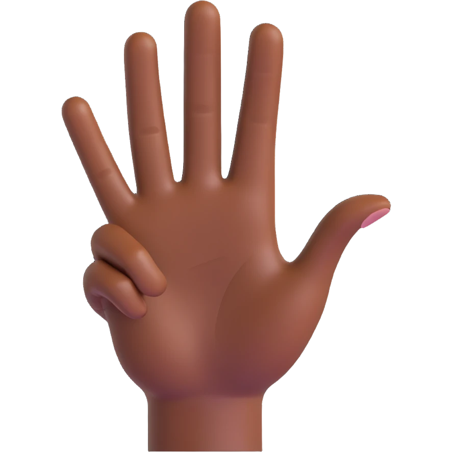 hand making the 'OK' gesture, dark brown skin tone, 3D emoji style emoji