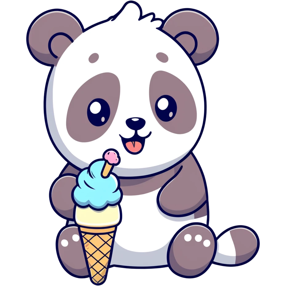Panda eating ice cream emoji