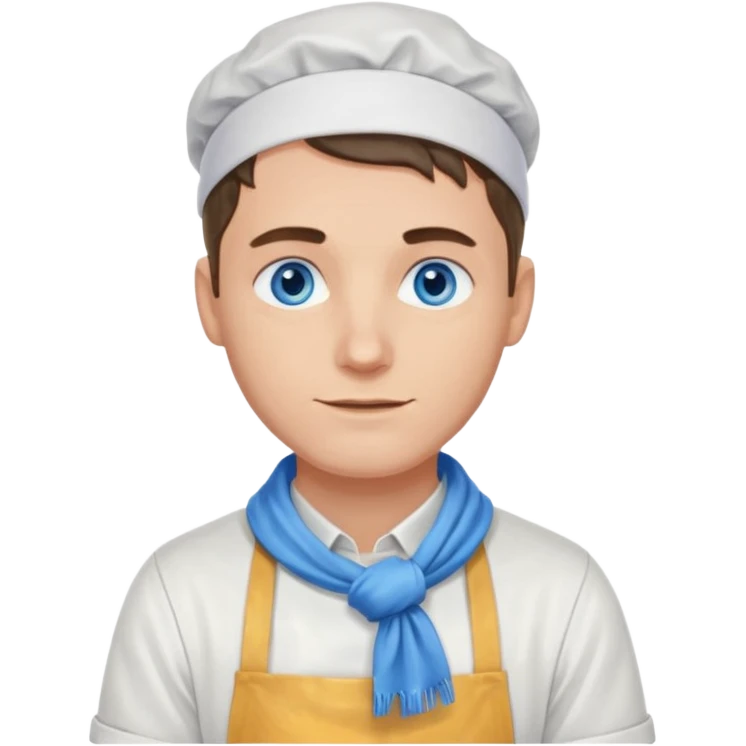 hold men blue eyes, apron painting scarf emoji