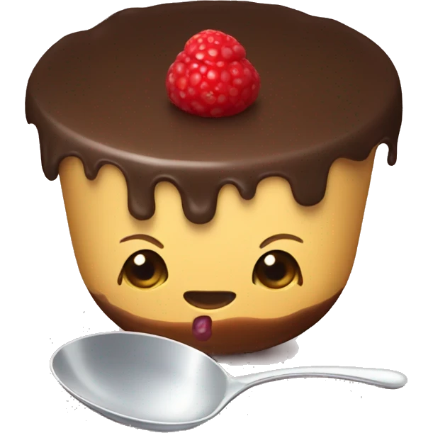 Pudding with a spoon emoji