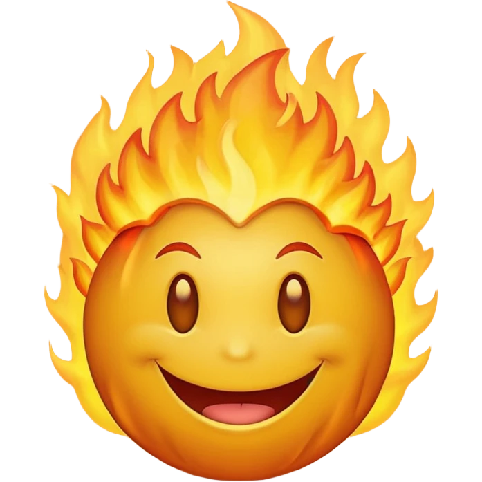 regular yellow smily emogy with the fire brain emoji