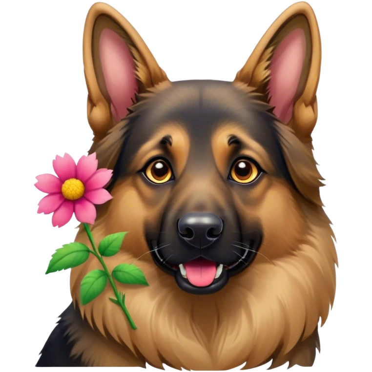 German Shepherd with beautiful flower  emoji