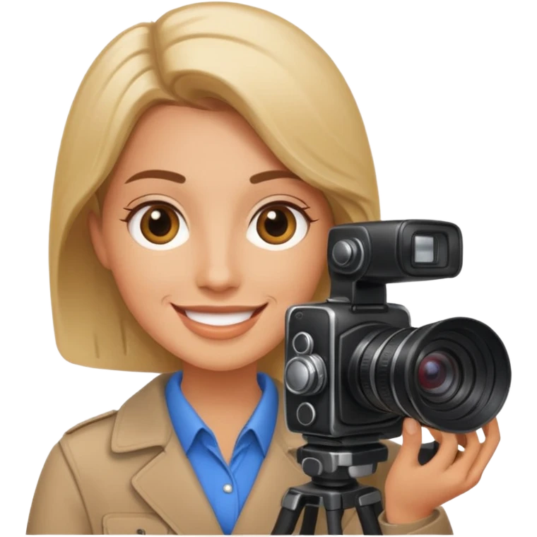 a white journalist with a camera emoji