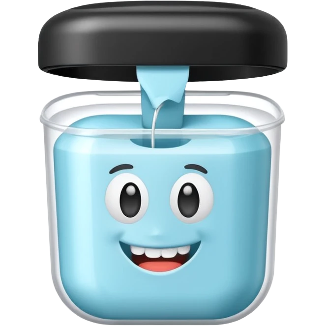 A roll of dental floss in a white container  emoji
