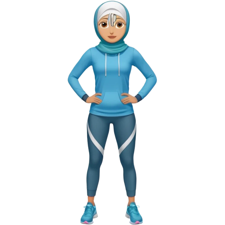 High resolution full body of a girl wearing a hijab and is a fitness trainer emoji