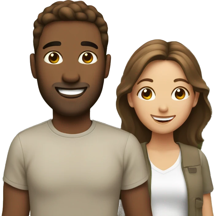 happy couple in nature man has brown hair emoji